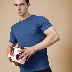 Men's Solid Regular Fit Sports T-Shirt
